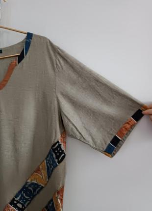 Блуза футболка из хлопка мешковина в бохо стиле dw-shop,44-46(50-52)3 фото