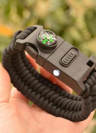 Браслет 8в1 с флагом плетения трилобит из паракорда кресало огниво свисток компас  фонарик + брелок в подарок5 фото