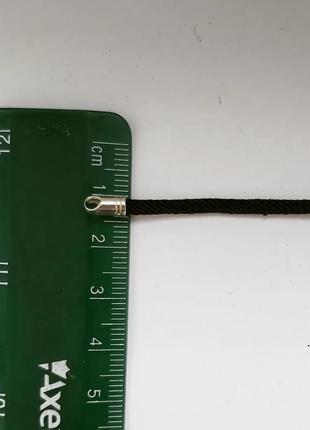 Чорный плетеный шнурок на шею с серебряными застежками3 фото
