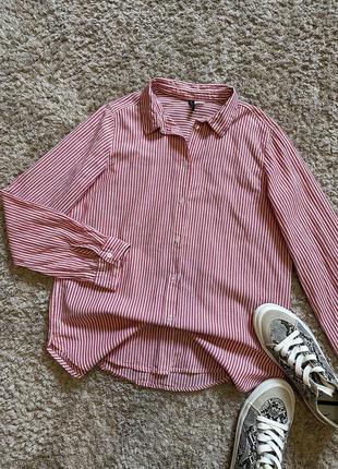 Хлопковая рубашка в полоску полосатая рубашка оверсайз натуральная
