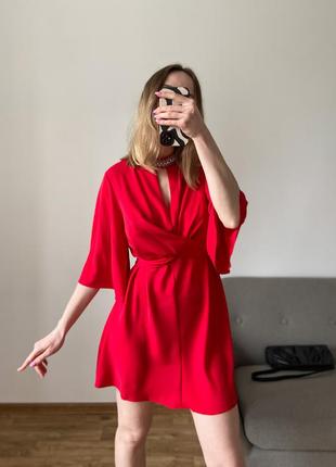 Червона сукня міні із чокером2 фото