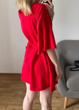 Червона сукня міні із чокером7 фото