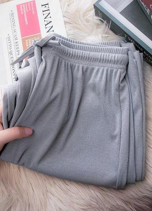 Широкие штаны женские в рубчик m-l аceko серый1 фото