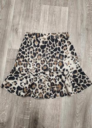 Леопардовая мини юбка