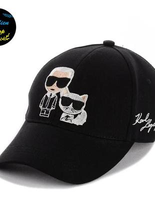 ● кепка бейсболка з вишивкою - karl lagerfeld / карл лагерфельд s/m чорний ●