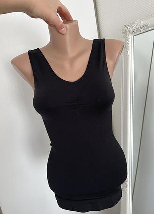 Корректирующее белье корректирующая майка 42-44 черная втягивающая майка. бесшовная майка корректирующая