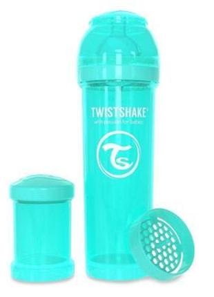 Пляшка для годування twistshake антиколькова 330 мл, бірюзова (24 879)1 фото