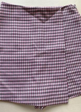 Юбка шорти в клітинку, юбка з шортами у гусячу лапку
