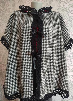 Хенд мейд пончо накидка вовна.