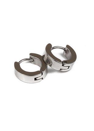 Серьги кольца мужские женские цвет серебро небольшие из медицинской стали