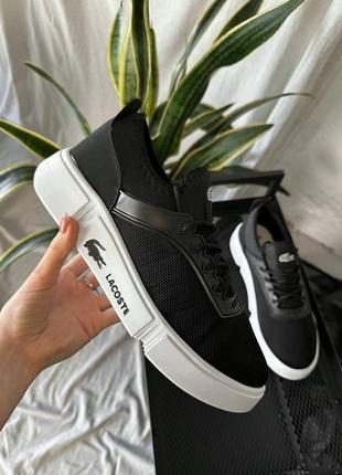 Чоловічі кросівки lacoste black-white чорно-білі стильні 40, 41, 42, 43, 44