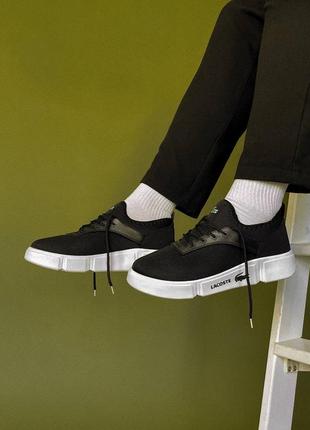 Чоловічі кросівки lacoste black-white чорно-білі стильні 40, 41, 42, 43, 444 фото