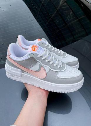 Женские кеды кроссовки nike air force shadow pink strip