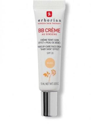 Вв-крем із тонувальним ефектом, 5 в 1-erborian bb cream au ginseng spf20, відтінок nude, 15 мл