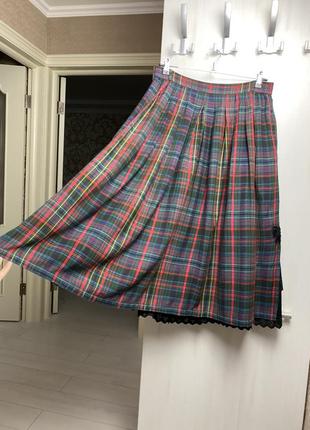 Пышная юбка на объемном подкладе, юбка в клетку «тартан» с бархатным бантиком5 фото