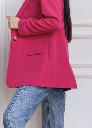 Пиджак женский однобортный, однотонны, малиновый, original brand, premium quality5 фото