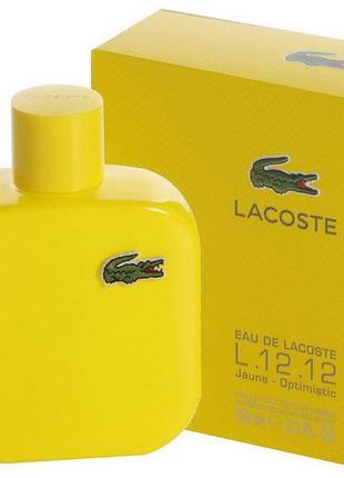 Мужская туалетная вода lacoste l.12.12 yellow (jaune) ( лакост йеллоу)100 мл1 фото