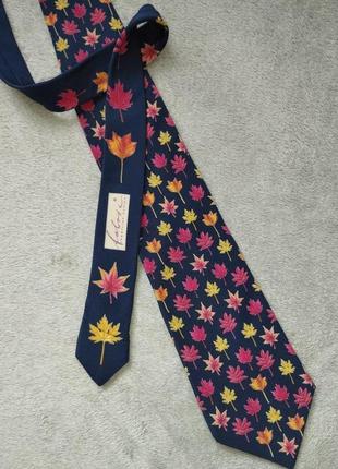 Акцентный галстук принт листьев винтаж5 фото