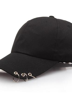 Кепка бейсболка з кільцями чорна