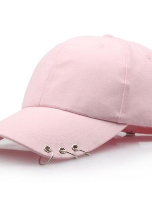 Кепка бейсболка з кільцями рожева