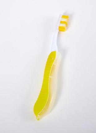 Туристична зубна щітка. зубна щітка дорожня складана жовта.