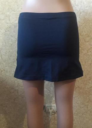 Темно-синяя юбка с шортами3 фото
