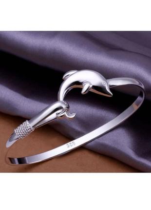 🏵посеребрённый браслет в серебре 925 дельфин, новый! арт.858