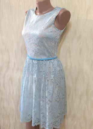 Мереживне плаття м'ятного кольору miss selfridge,р. 83 фото