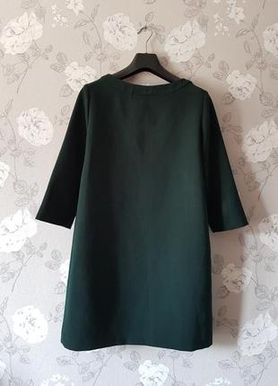 Шикарне плаття смарагдового кольору з v-подібним вирізом,зелене офісне пряме плаття7 фото