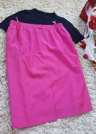 Базовая розовая юбка карандаш миди с карманами, в срставе шерсть , р. 12-165 фото