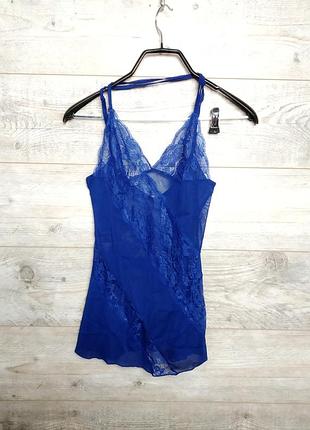 Мереживна синій струм майка ,пеньюар