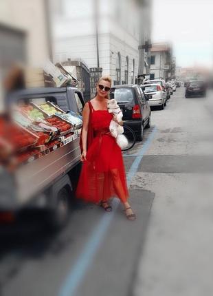 🎀 красное платье из флоренции италия4 фото