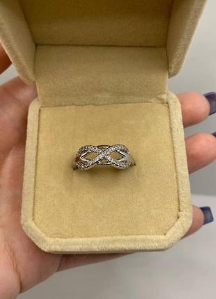 Стильное кольцо "переплетение бесконечностей в белом золото" ювелирный сплав - подарок девушке в коробочке