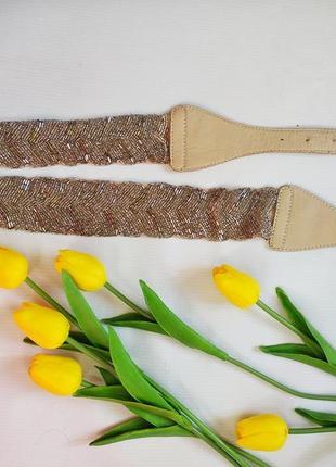 Кожаный пояс ремень с бисером didi