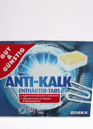 Таблетки для захисту пральної машини анті- кальк g&g anti-kalk 51 шт.