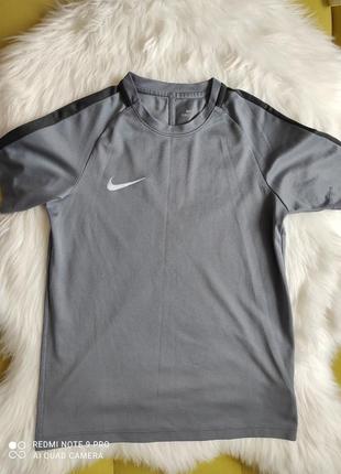 Футболка, спорт, футбол,nike dri-fit, мальчик, 10-12 лет, серая