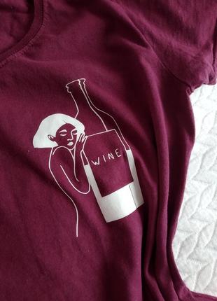 Бордова бавовняна футболка wine7 фото