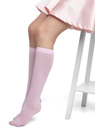 Гольфи рожеві однотонні капронові високі шкарпетки пудра стиль аніме кей поп кавай1 фото