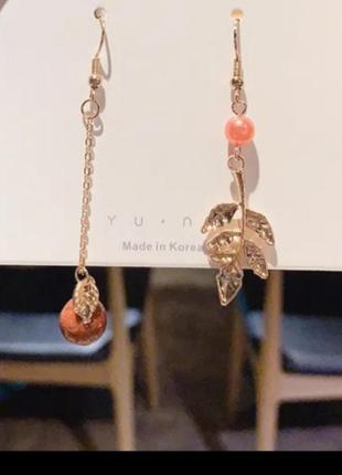 Серьги оригинальные асиметричные 🧡🤍🧡 2