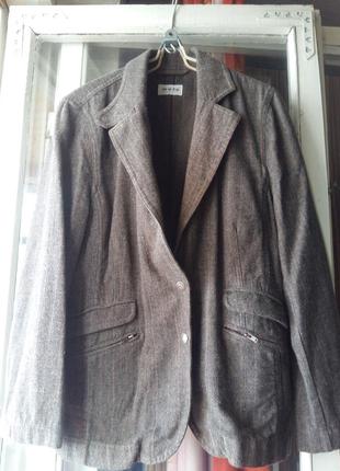 Стильный теплый пиджак жакет в рубчик на кнопках moto 14/42