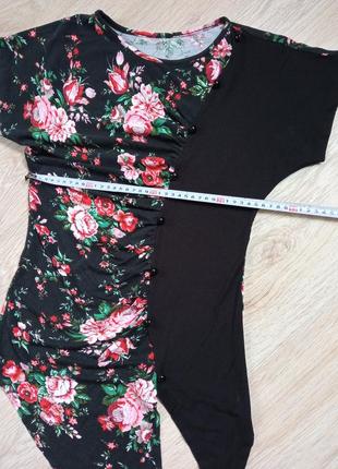 Женская одежда/ футболка туника стрейчевая цветы 🖤❤️ 46/48 размер #3 фото