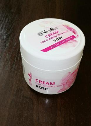 Крем для обличчя й тіла з гідролатом троянди для комбінованої шкіри 300 мл vamafarm