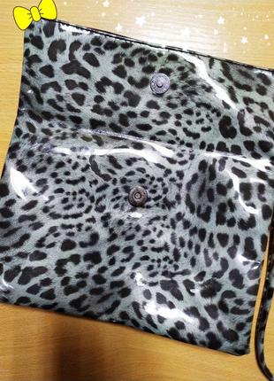 Сумка косметичка клатч конверт, обмен кошелек с имитацией серой леопардовой кожи divided by h&m обмін3 фото