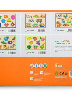 Деревянная рамка-вкладыш viga toys цветной транспорт (50016) ll3 фото