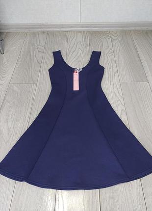 Новое! платье темно-синее клеш приталенное7 фото