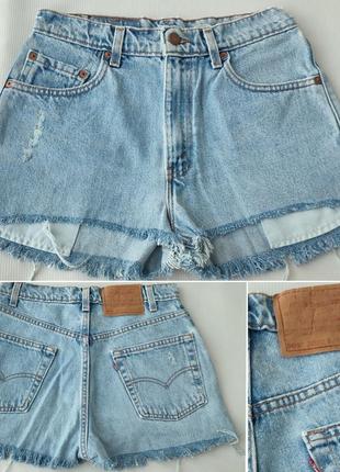 Винтажные джинсовые шорты с высокой посадкой levis 505/100% cotton