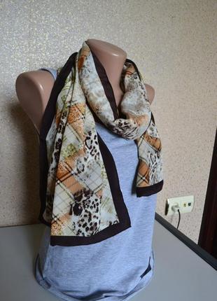 Красивий шовковий шарф 100% натуральний шовк стиль барбері3 фото
