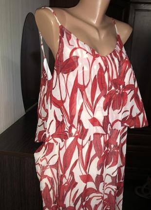 Шикарное платье в пол макси в цветы с воланом mango zara3 фото