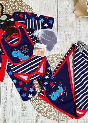 Набор 6в1:человечек,боди,шапочка, нагрудник,рушитель