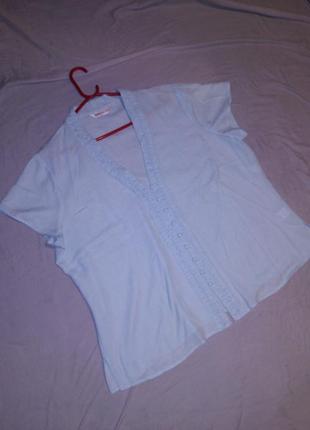 Жіночна,ніжно-блакитна блузка на гудзиках,великого розміру,bonmarche6 фото